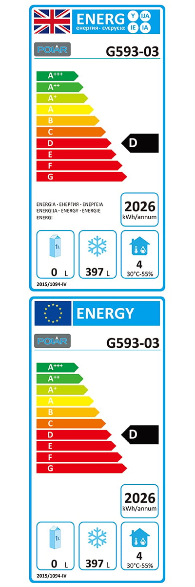 G-Series G593 Medium Duty 600 Ltr Upright Single Door Stainless Steel Freezer Energy Rating