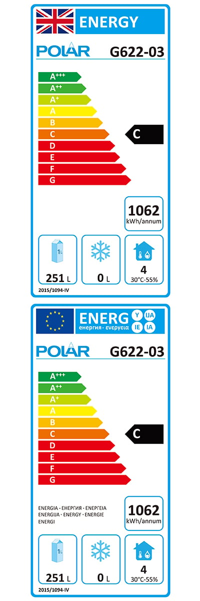 G-Series G622 368 Ltr 3 Door Stainless Steel Refrigerated Prep Counter Energy Rating