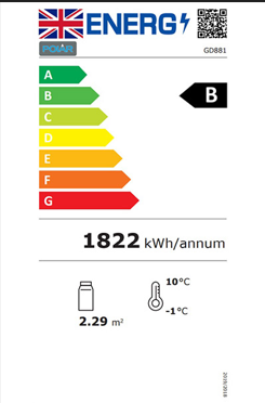 G-Series GD881 400 Ltr Freestanding Self Serve Patisserie Display Fridge Energy Rating