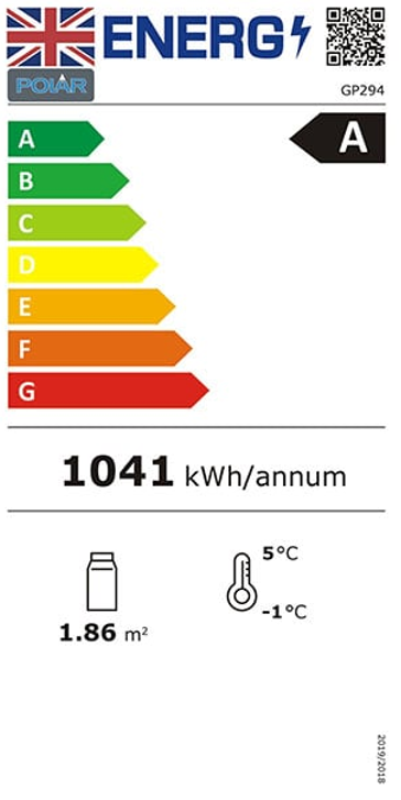 G-Series GP294 915mm Wide Curved Glass Patisserie Serve Over Counter Display Fridge Energy Rating