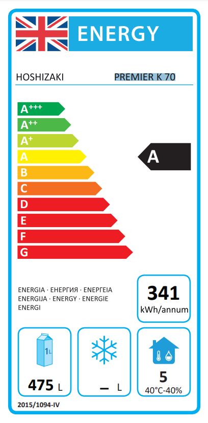 PREMIER K 70 C DR U VERSION 1 Heavy Duty 700 Ltr Upright Single Door Stainless Steel Fridge Energy Rating