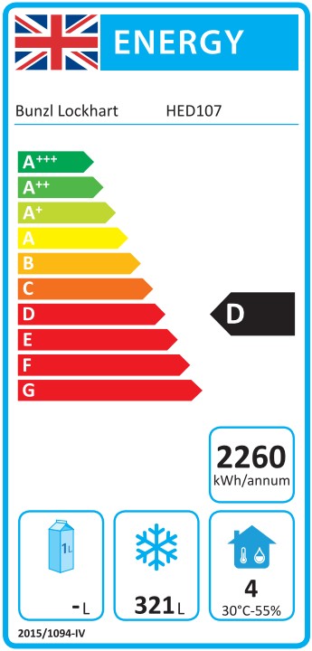 HED107 Light Duty 580 Ltr Upright Single Door White Freezer Energy Rating