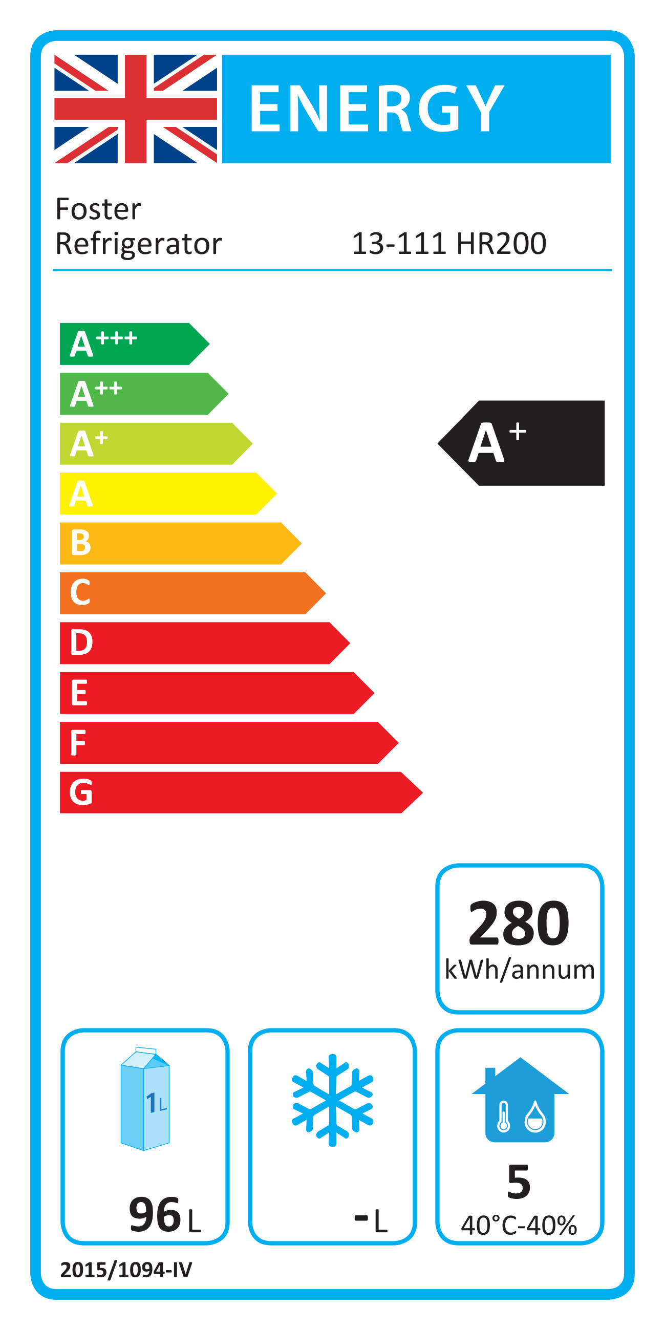 HR200 200 Ltr Undercounter Single Door Stainless Steel Fridge Energy Rating