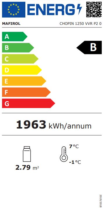 CHOPIN 1250 FV-VP 1300mm Wide White Flat Glass Serve Over Counter Display Fridge Energy Rating