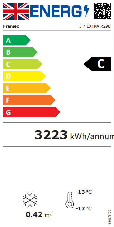 J7E 7 x Napoli Pan White Curved Glass Ice Cream Display Freezer With Canopy Energy Rating