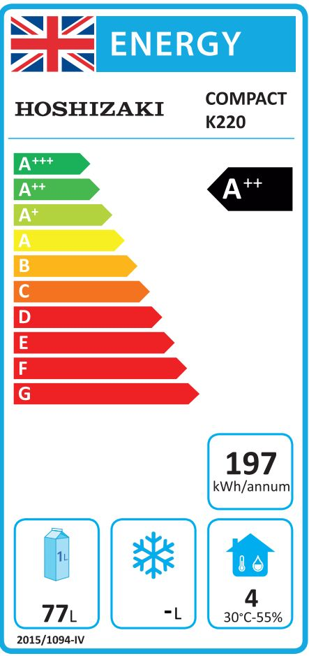 COMPACT K220R DR G U 123 Ltr Undercounter Single Door Stainless Steel Fridge Energy Rating