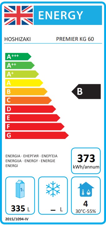 PREMIER KG 60 C DR U 480 Ltr Upright Single Door Stainless Steel Display Fridge Energy Rating