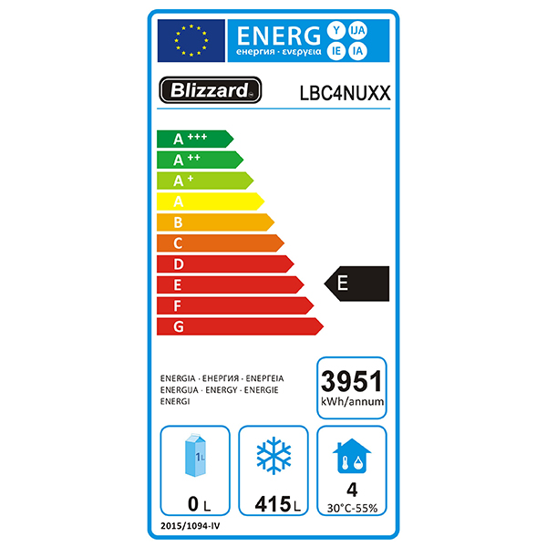LBC4NU 553 Ltr 1/1 GN 4 Door Freezer Prep Counter Energy Rating