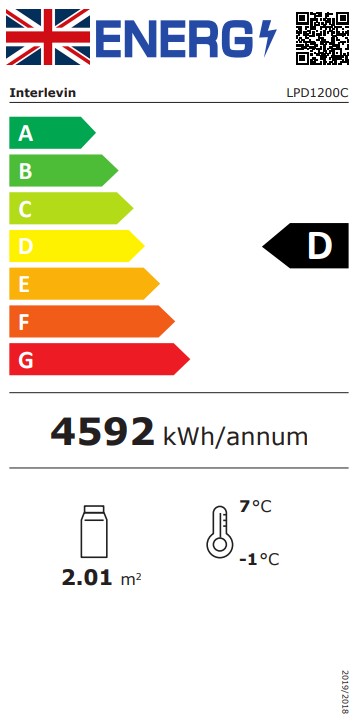 LPD1200C 1205mm Wide Curved Glass Patisserie Serve Over Counter Display Fridge Energy Rating