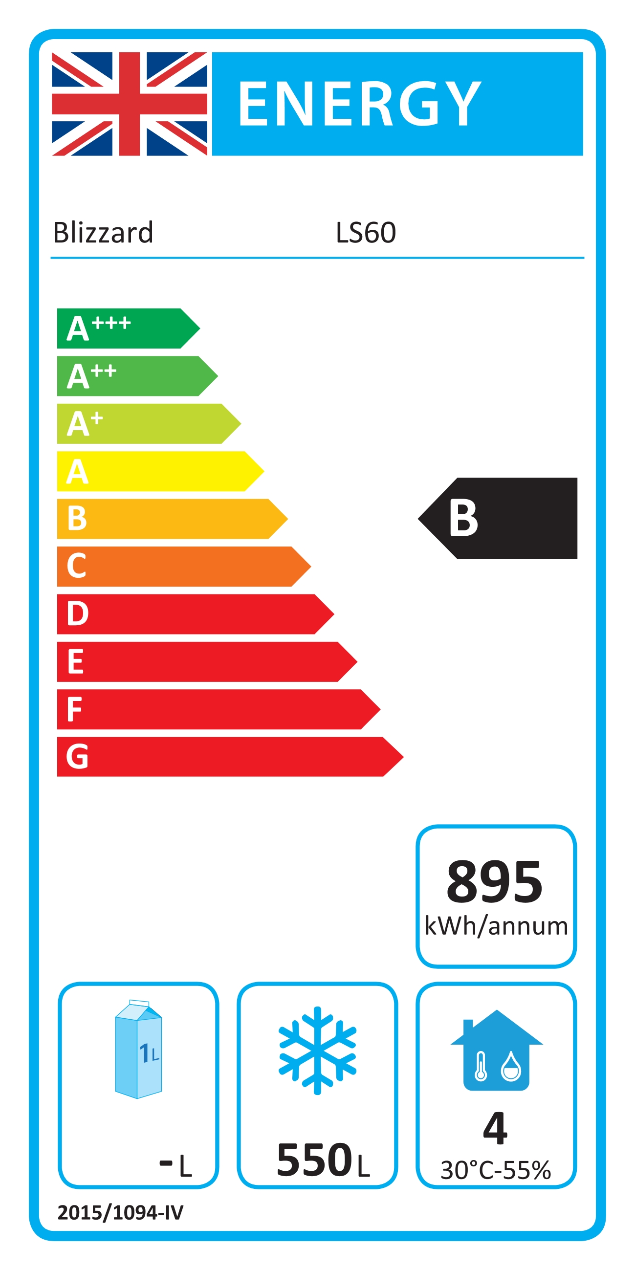 LS60 Light Duty 550 Ltr Upright Single Door Stainless Steel Freezer Energy Rating