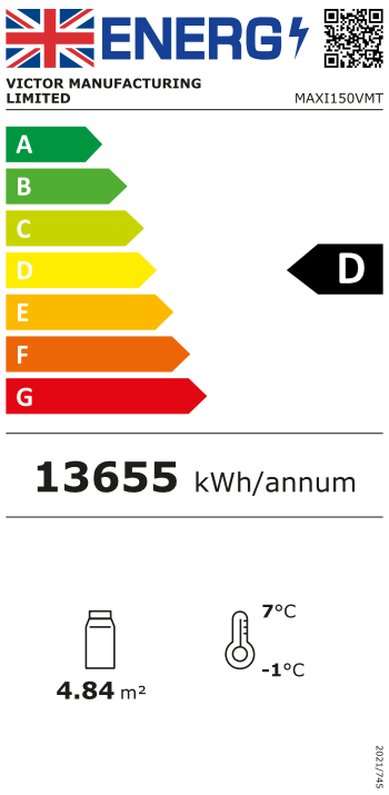 MaxiLine MAXI150VMT-P-PA 1500mm Wide Black Multideck Display Fridge With Nightblind Energy Rating