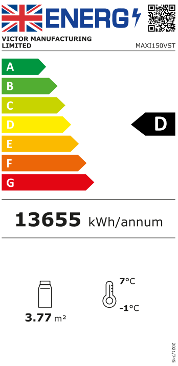 MaxiLine MAXI150VST-P-PA 1500mm Wide Black Multideck Display Fridge With Nightblind Energy Rating