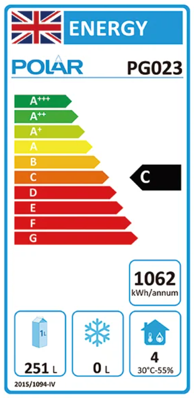 G-Series PG023 368 Ltr 3 Door Black Refrigerated Prep Counter Energy Rating