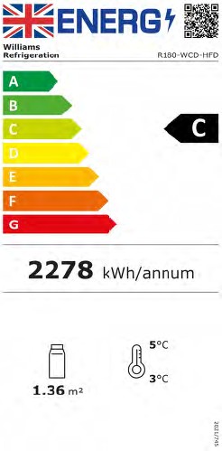 Gem R180-WCD-HFD-LOC 1856mm Wide White Multideck Display Fridge With Hinged Glass Doors Energy Rating