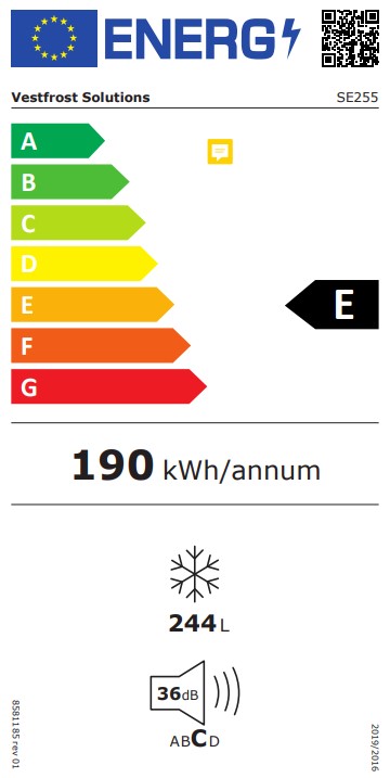 SE255 247 Ltr White Low-Energy Chest Freezer Energy Rating