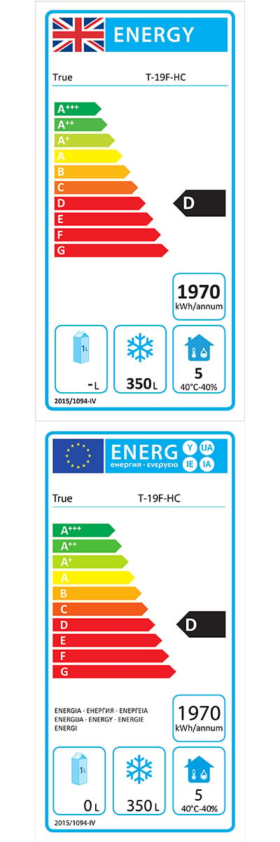 T-19F-HC Heavy Duty 538 Ltr Upright Single Door Stainless Steel Freezer Energy Rating