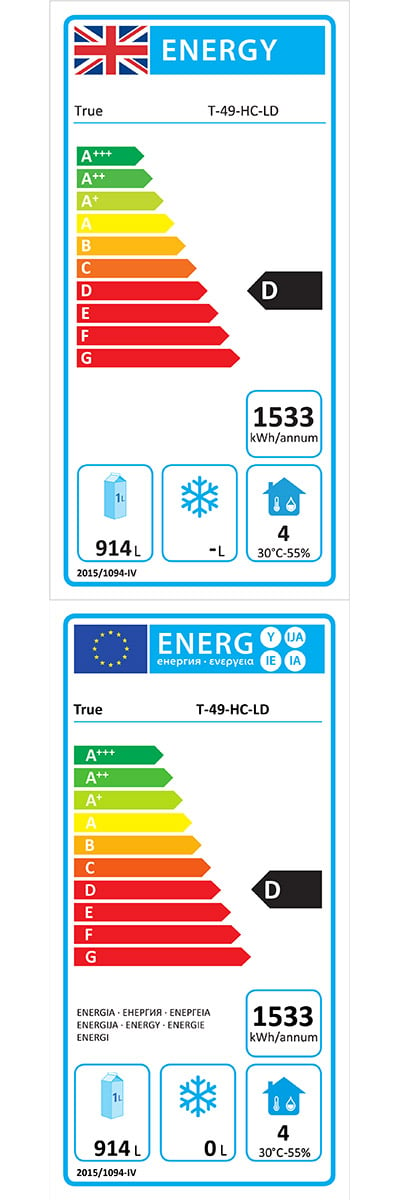 T-49-HC Heavy Duty 1388 Ltr Upright Double Door Stainless Steel Fridge Energy Rating
