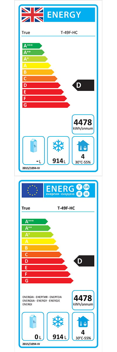 T-49F-HC Heavy Duty 1388 Ltr Upright Double Door Stainless Steel Freezer Energy Rating