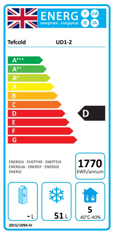 UD1-2 2 x 1/1GN Stainless Steel Dual Temperature Fridge / Freezer Chef Drawers Energy Rating