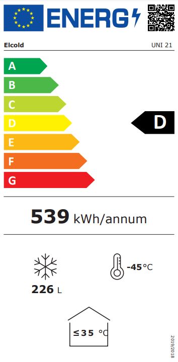 EL21LT 226 Ltr White Low Temperature Chest Freezer Energy Rating