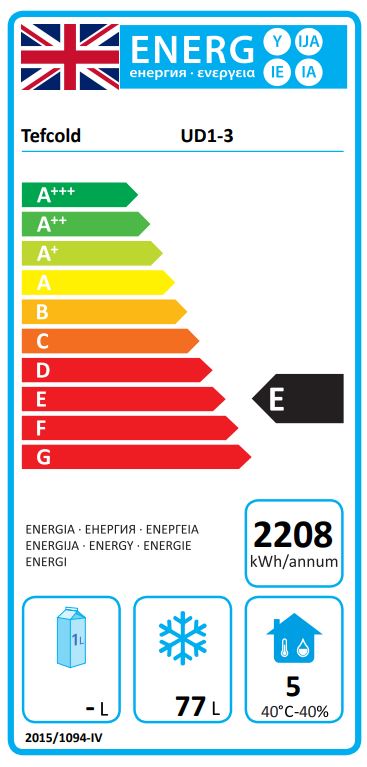 UD1-3 3 x 1/1GN Stainless Steel Dual Temperature Fridge / Freezer Chef Drawers Energy Rating