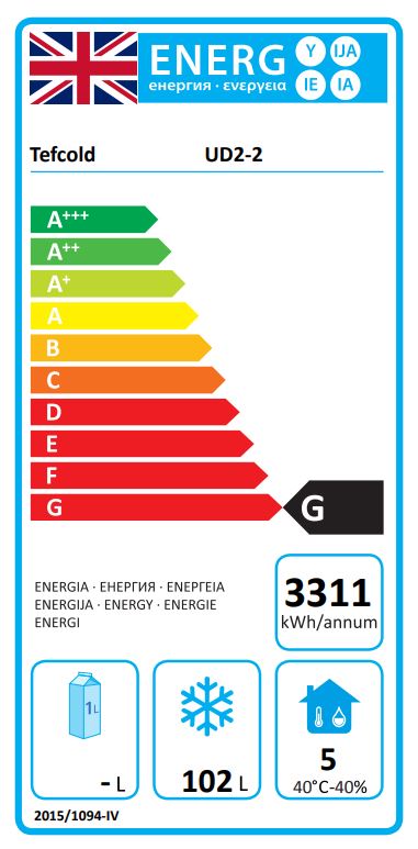 UD2-2 2 x 1/1GN Stainless Steel Dual Temperature Fridge / Freezer Chef Drawers Energy Rating