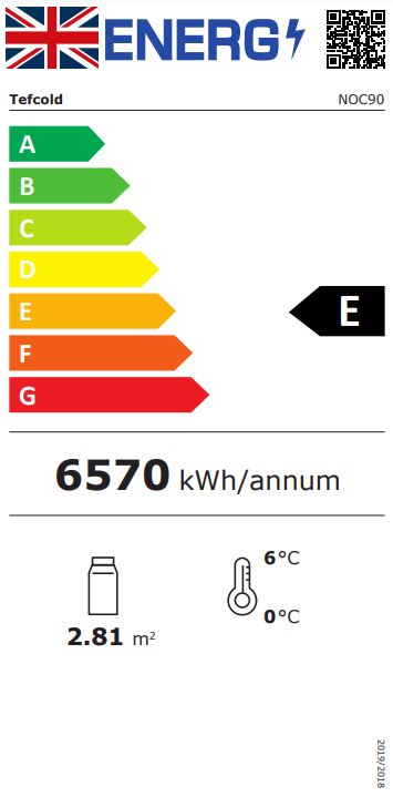 NOC90CC 900mm Wide Black Multideck Display Fridge Energy Rating