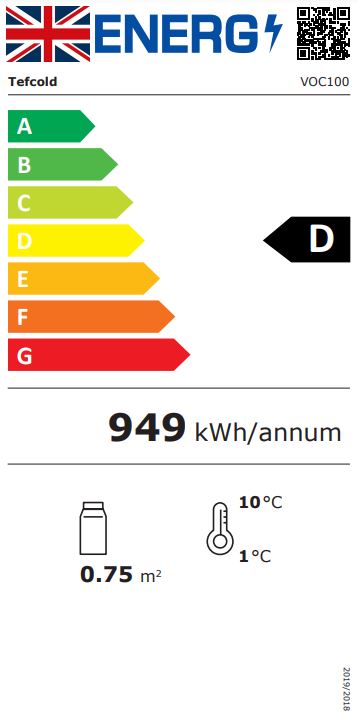 VOC100 110 Ltr Refrigerated Impulse Can Cooler Merchandiser Energy Rating