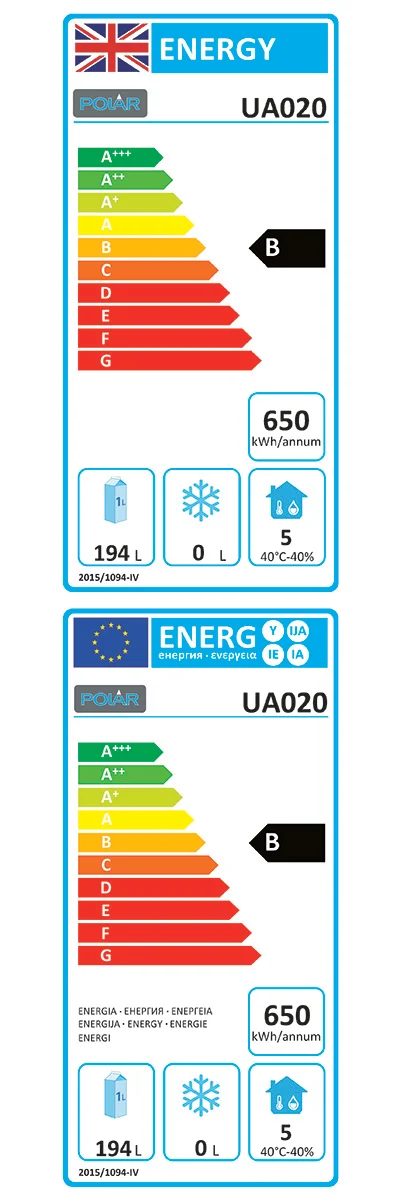 U-Series UA020 Medium Duty 358 Ltr 1 Door & 4 Drawer Stainless Steel Refrigerated Prep Counter Energy Rating