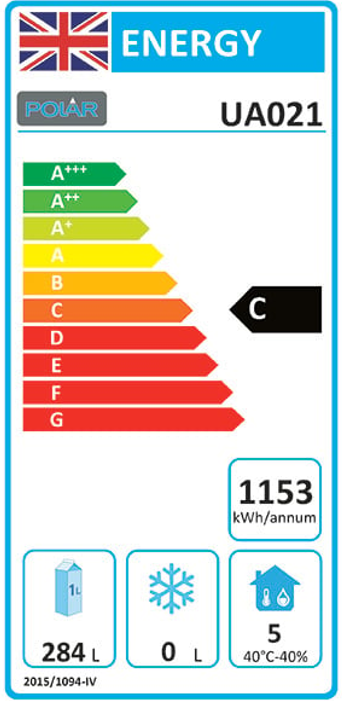 U-Series UA021 476 Ltr 2 Door & 4 Drawer Stainless Steel Refrigerated Prep Counter Energy Rating