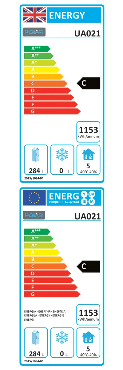 U-Series UA021 Medium Duty 476 Ltr 2 Door & 4 Drawer Stainless Steel Refrigerated Prep Counter Energy Rating