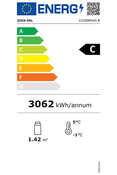 Cervinho UA055-100 1000mm Wide Black Multideck Display Fridge with Hinged Doors Energy Rating