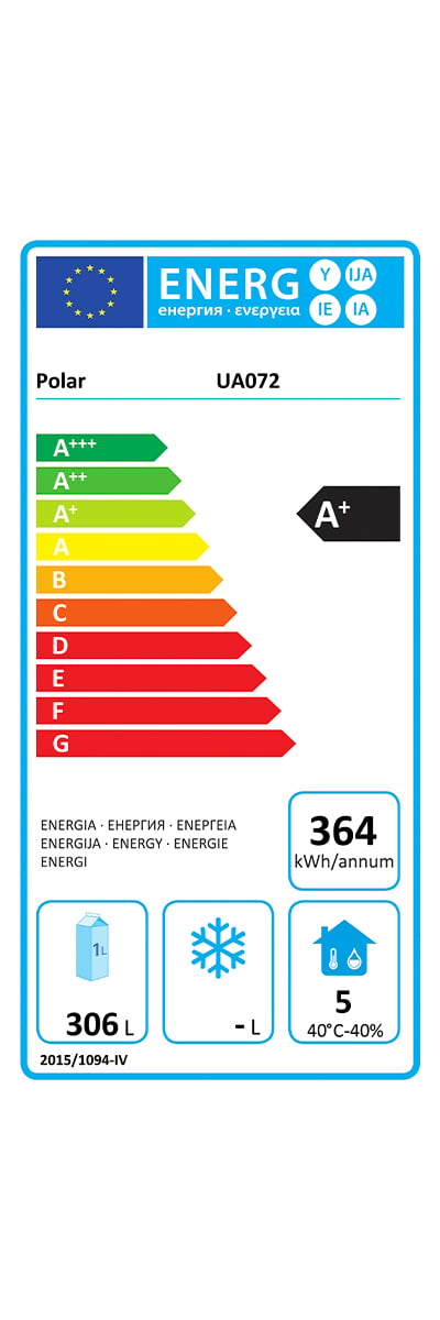 U-Series UA072 474 Ltr 3 Door Stainless Steel Refrigerated Prep Counter Energy Rating