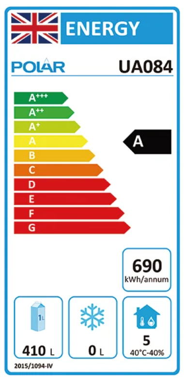 U-Series UA084 634 Ltr 3 Door Stainless Steel Refrigerated Prep Counter Energy Rating