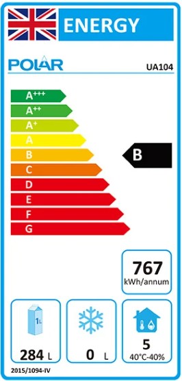 U-Series UA104 616 Ltr 2 Door & 4 Drawer Stainless Steel Refrigerated Prep Counter Energy Rating