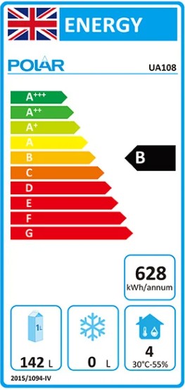 U-Series UA108 314 Ltr 1 Door & 2 Drawer Stainless Steel Refrigerated Prep Counter Energy Rating