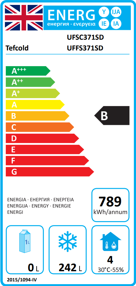 UFFS371SD Light Duty 300 Ltr Upright Single Door White Freezer Energy Rating