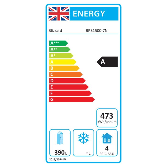 BPB1500-7N 390 Ltr 1 Door & 7 Ambient Drawers Refrigerated Pizza / Saladette Prep Counter Energy Rating