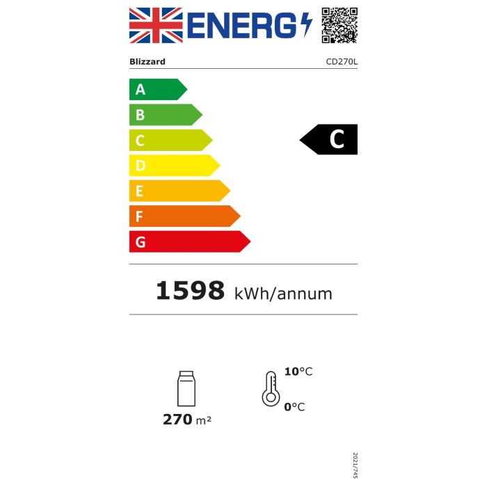 CD270L 270 Ltr Freestanding Flat Glass Refrigerated Cake Display Fridge Energy Rating