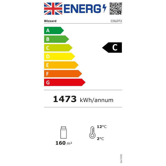 COLDT2 160 Ltr Countertop Flat Glass Refrigerated Display Case Energy Rating