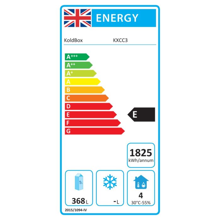 KXCC3 Medium Duty 368 Ltr 3 Door Stainless Steel Refrigerated Prep Counter Energy Rating