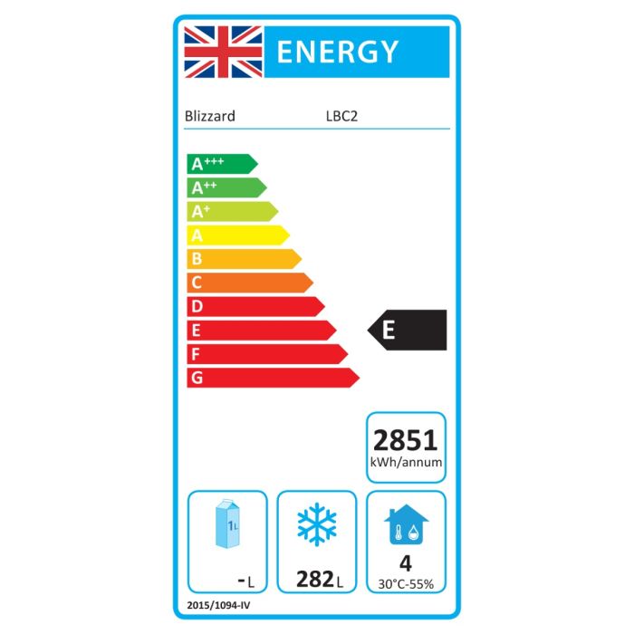 LBC2 282 Ltr 2 Door Stainless Steel Freezer Prep Counter With Splashback Energy Rating