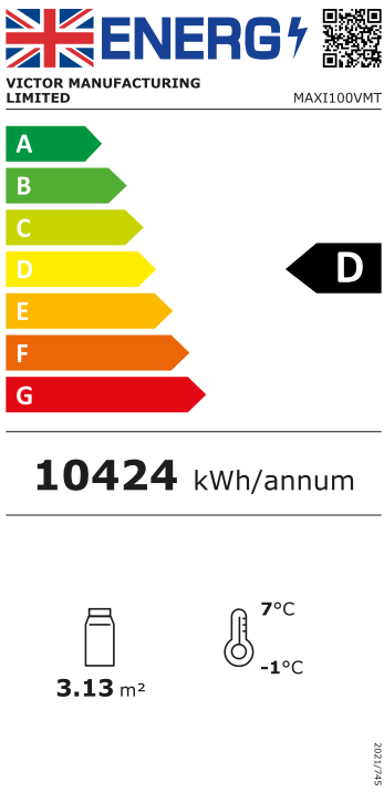 MaxiLine MAXI100VMT-P-PA 1000mm Wide Black Multideck Display Fridge With Nightblind Energy Rating