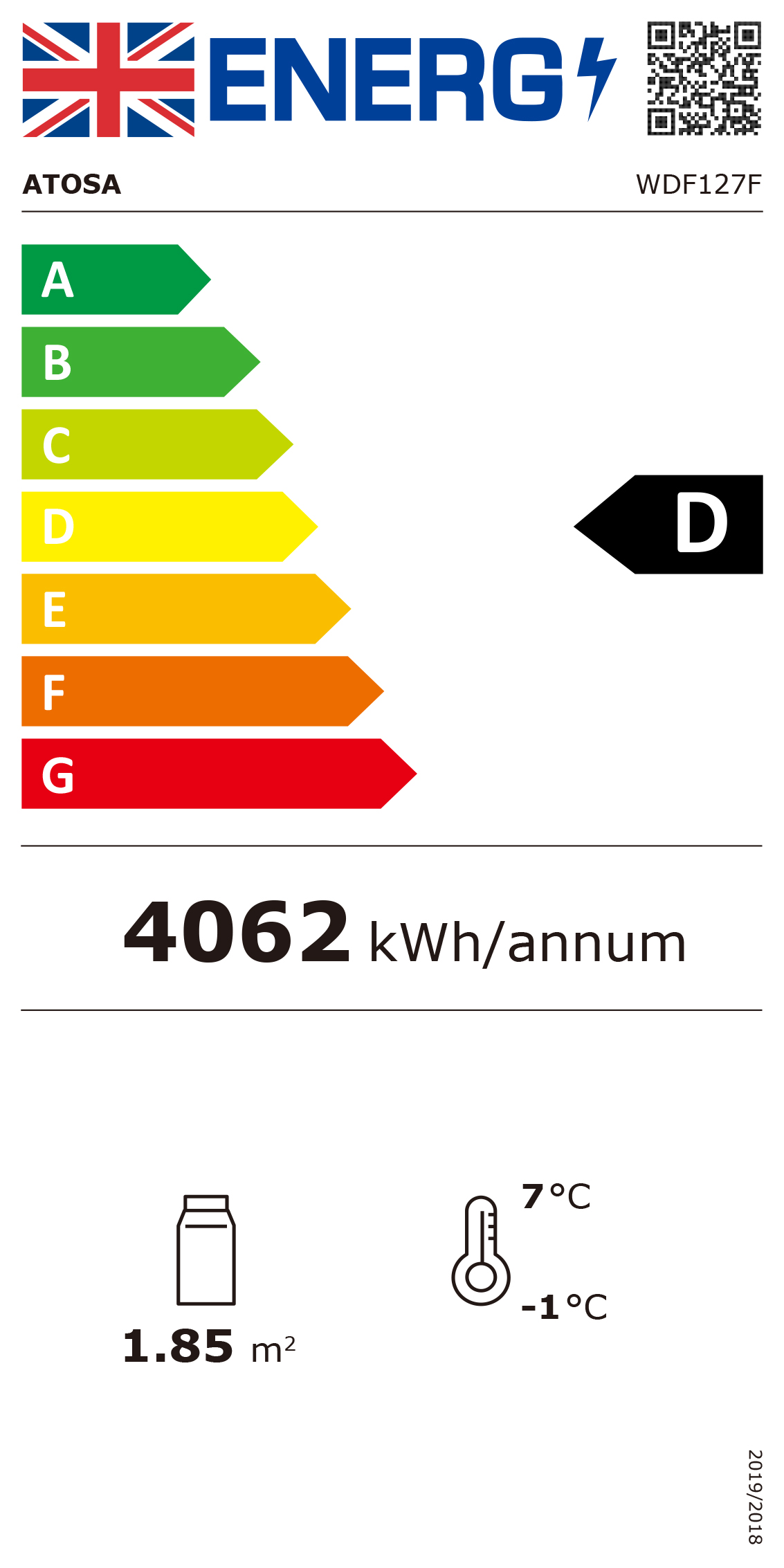 WDF127F 1204mm Wide Flat Glass Patisserie Serve Over Counter Display Fridge Energy Rating