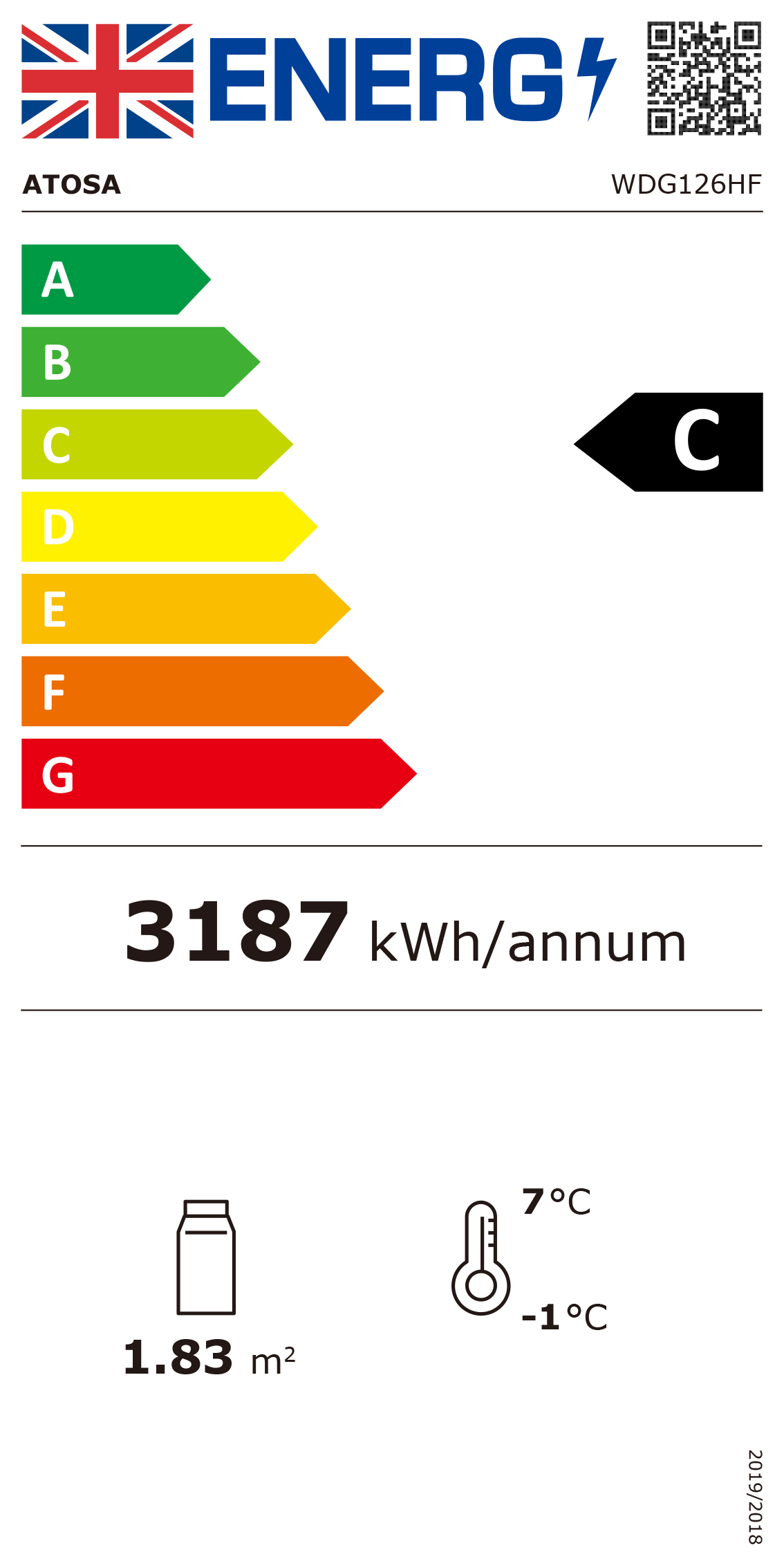 WDG126HF 1200mm Wide Flat Glass Patisserie Serve Over Counter Display Fridge Energy Rating