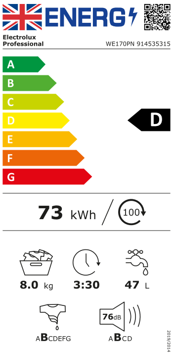 myPRO WE170P 8kg Smart Commercial Washing Machine With Drain Pump Energy Rating