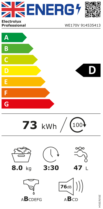 myPRO WE170V 8kg Smart Commercial Washing Machine With Sluice Energy Rating