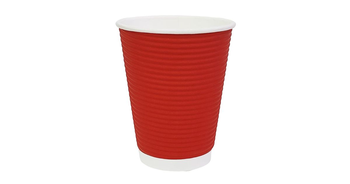 Fiesta Recyclable GP425 Ripple Wall Coffee Cups Red 340ml (Pack of 25 ...