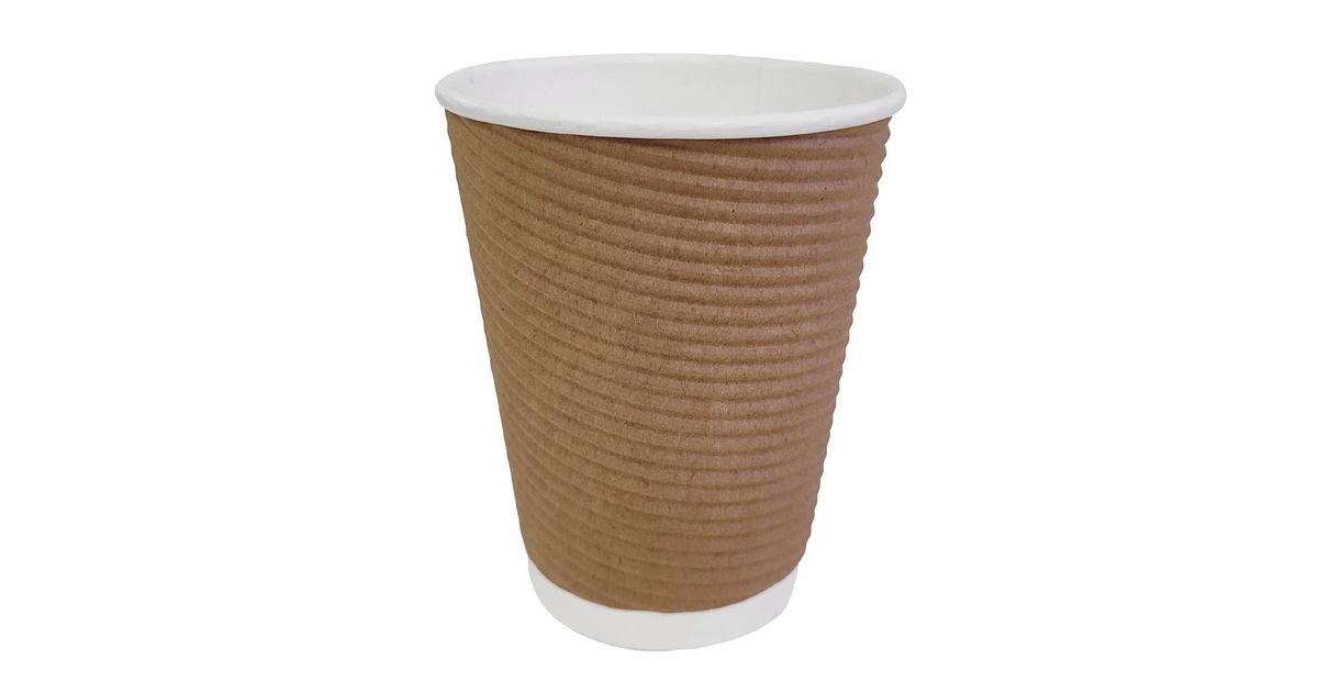 Fiesta Recyclable GP445 Ripple Wall Coffee Cups Brown 340ml (Pack of 25 ...