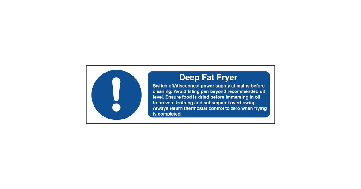 Vogue W198 Deep Fat Fryer Safety Sign Self-Adhesive | Catering ...